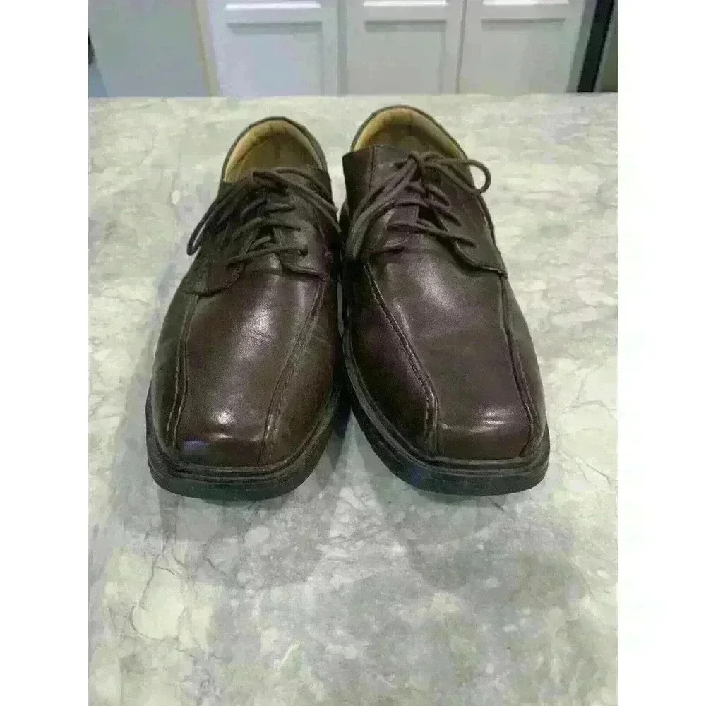 Nunn Bush Men's Comfort Gel Brown Square Toe Dress Shoes lace up size 11.5M - Picture 2 of 6